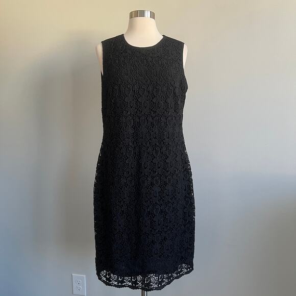 Calvin Klein Lace Overlay Sheath Dress Sleeveless Black 10 - Picture 1 of 6